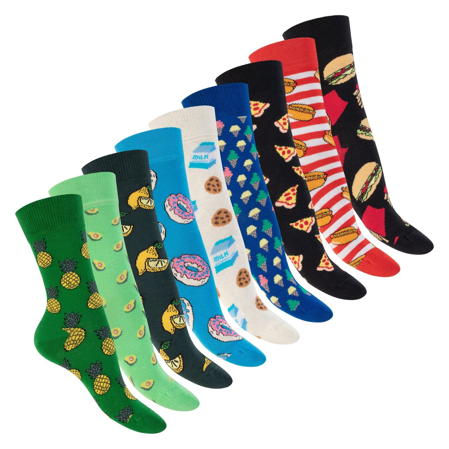Footstar Basicsocken Damen/Herren Bunte Motiv Socken, Modische Baumwollsocken Variante 2 | Socken