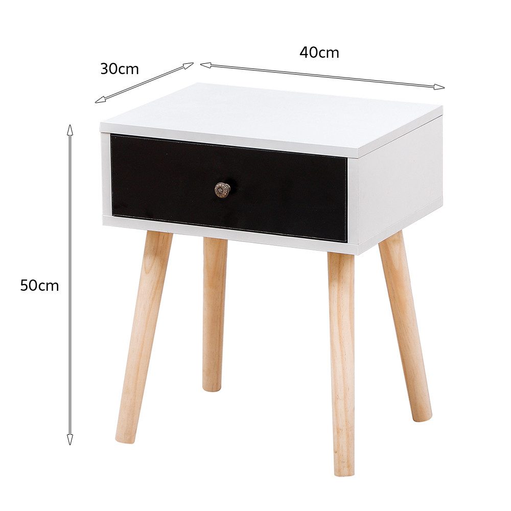 JEOBEST Nachttisch Nachtschrank, Beistelltisch mit 1 Schublade, (Stück, 1 St. Nachtkommode) Holzbeine 40 x 30 x 50CM