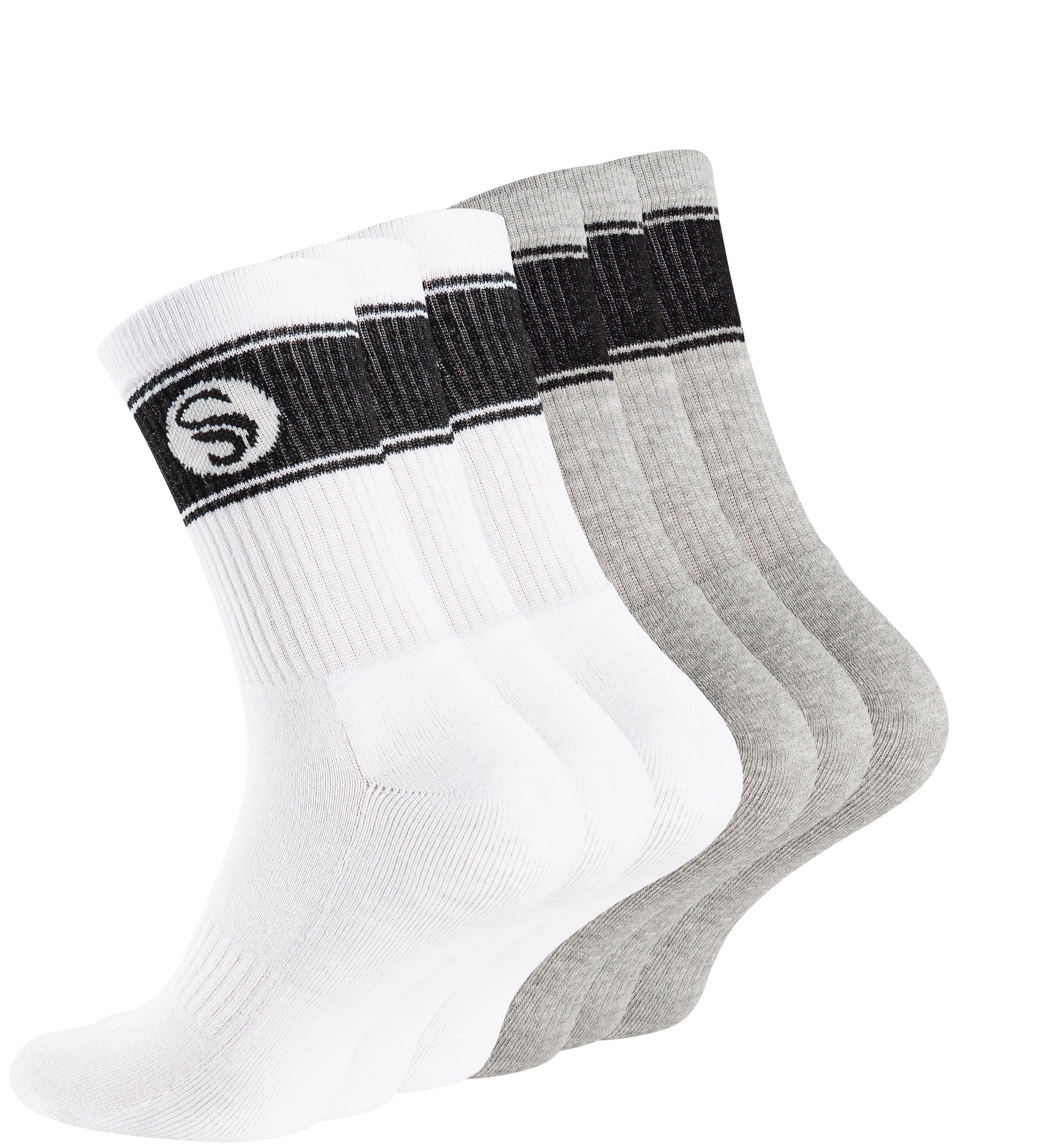 Stark Soul® Спортивні шкарпетки Crew Socken im RETRO-Design (6 Paar) mit gepolsterter Sohle 6er-Pack, extra breiter Rippbund, Größenanagabe, flache Zehennaht