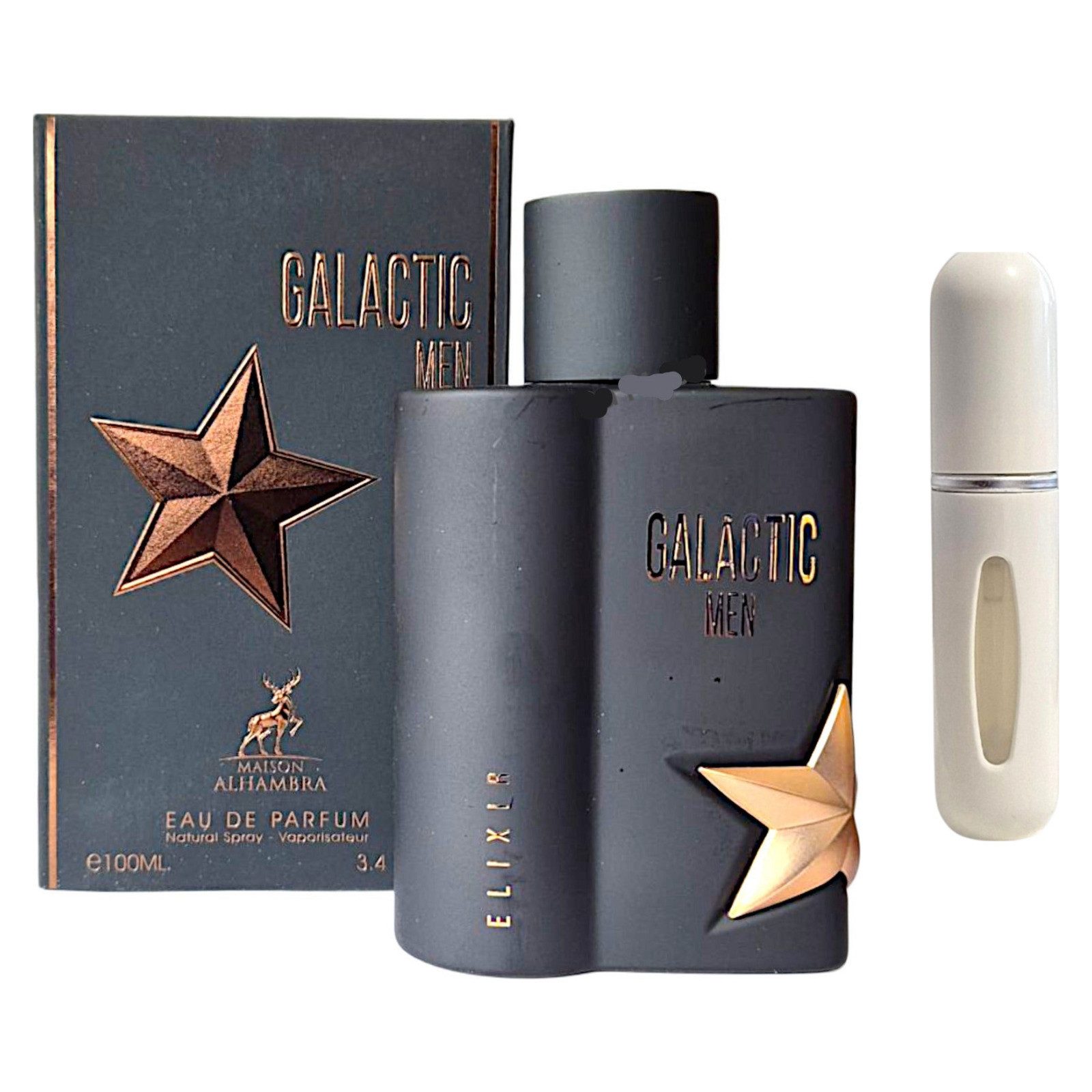 Maison Alhambra Duft-Set Galactic Elixir Men EDP 100ml + Parfümzerstäuber (leer)