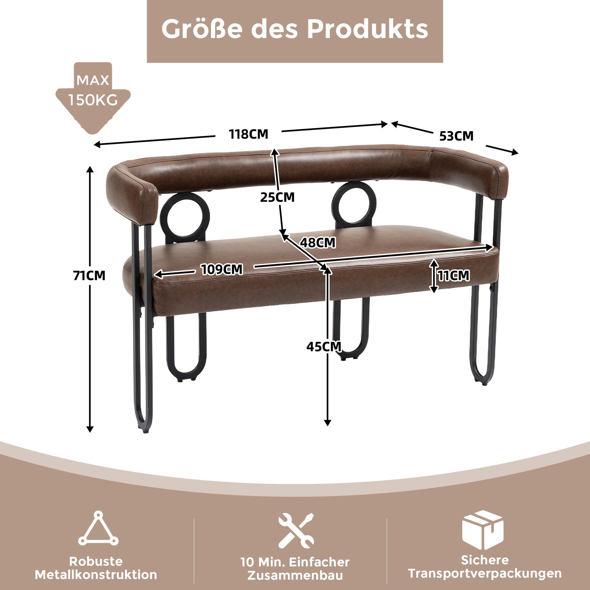 LVHOM Gartenstuhl Retro-Ring Metall 2-/4-/6er-Set, Chenille/PU günstig online kaufen