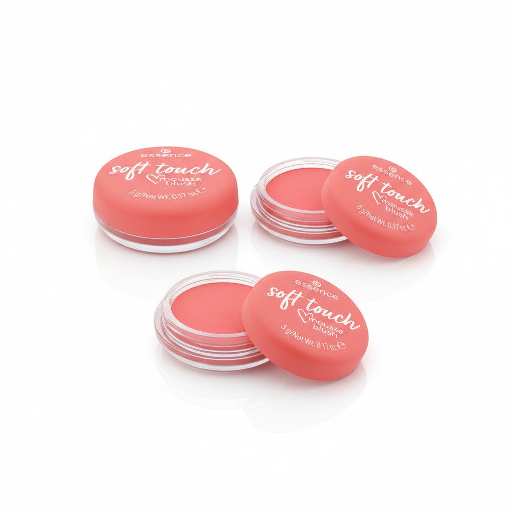 Essence Rouge soft touch mousse blush, 3-tlg., Ebenmäßiger und matter Look, zartes Puder-Finish, variable Deckkraft.