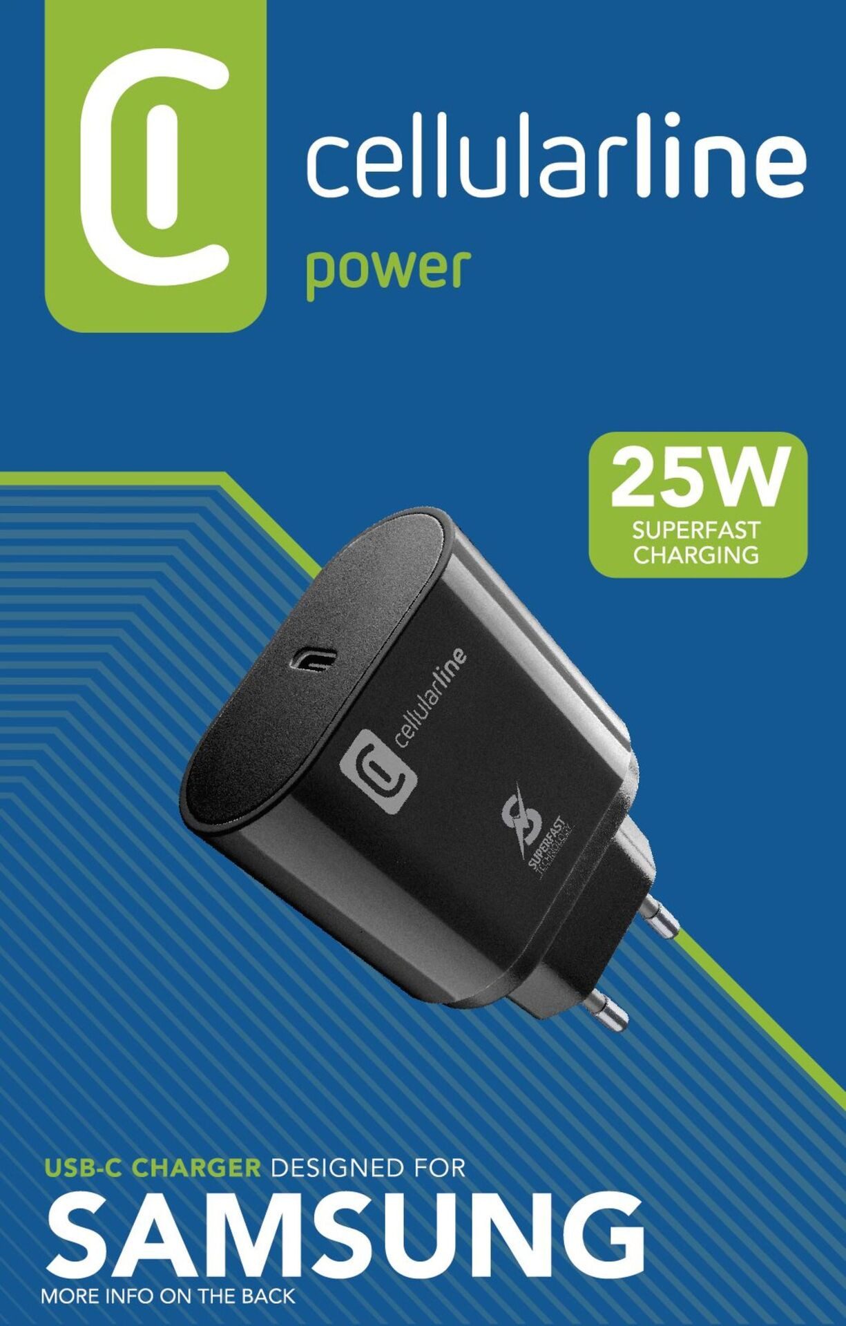Cellularline USB-C Super Fast Charger PD 25W für Samsung Schnelllade-Gerät