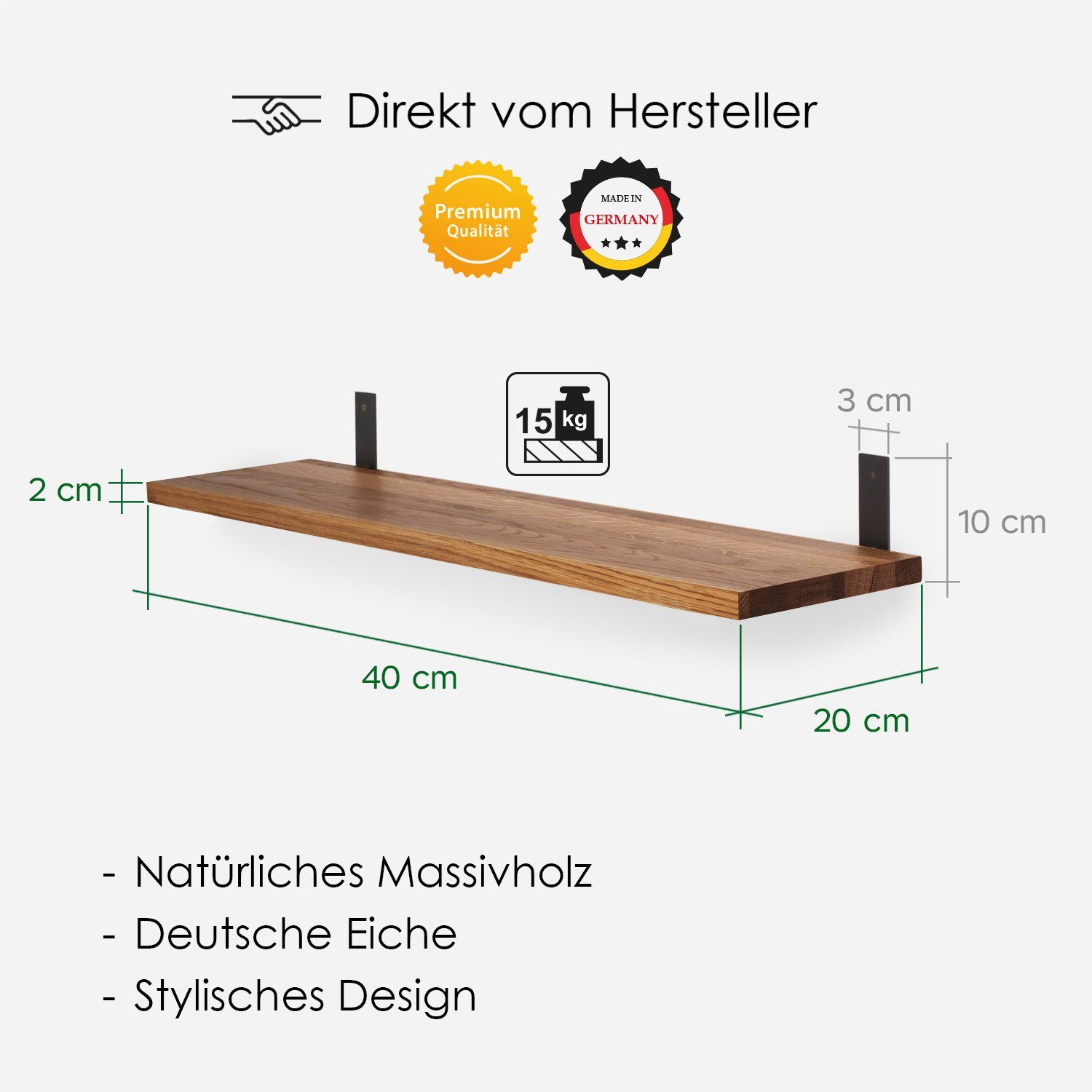 Bücherregal Eiche schwarz) (Metall Holzregal TES Dunkel Wandregal Rikmani