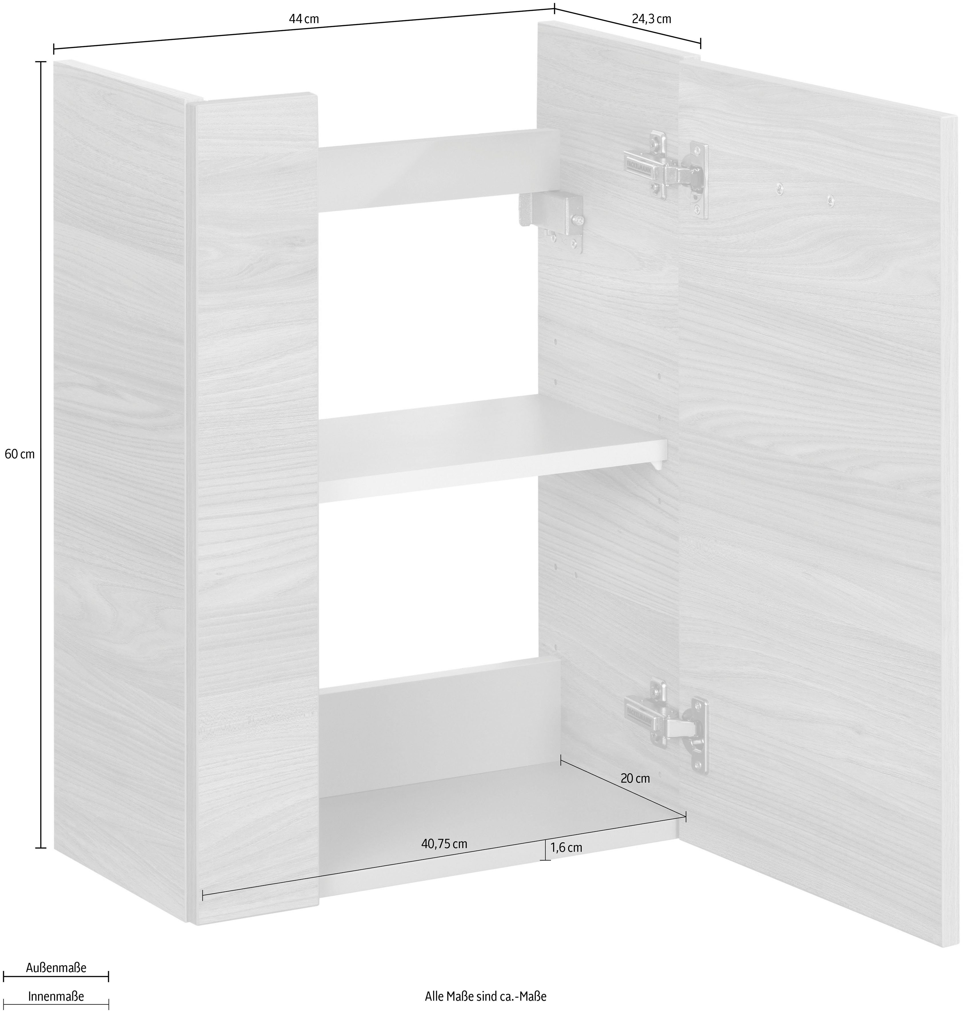 Ast-Eiche/Hellbraun Ast-Eiche für ca. SBC 45 cm FACKELMANN Breite Badmöbel | Ast-Eiche/Weiß/Blende Gäste-WC, Waschbeckenunterschrank