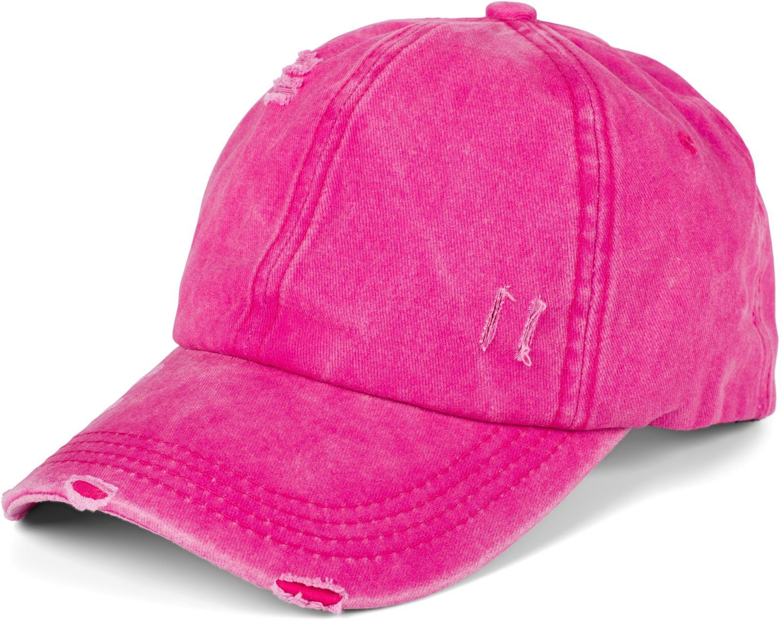 styleBREAKER Baseball Cap (1-St) Ponytail Baseball Cap Used Look Pink