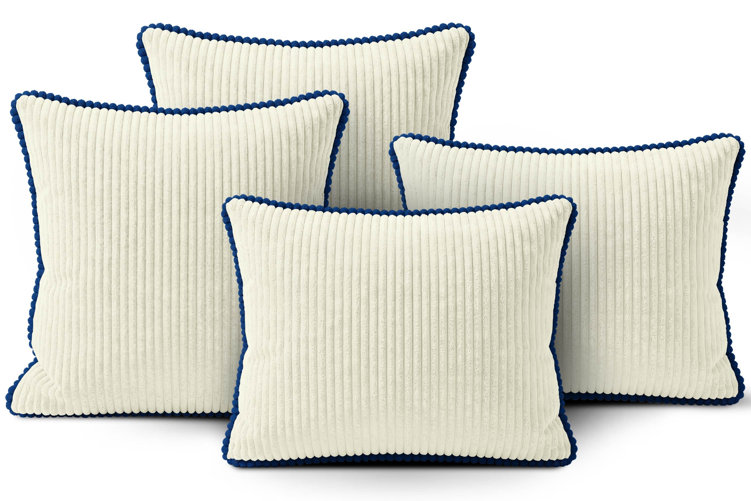 Amilian Dekokissen Sofakissen 4er Set mit Füllung 2x 40x40 cm + 2x 35x45 cm, Hotelverschluss Sofakissen Zierkissen