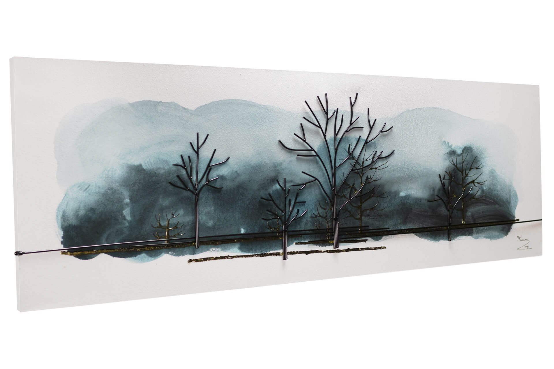 150x50 Gemälde Wandbild Ländliche Abendstille 100% cm, Leinwandbild Wohnzimmer KUNSTLOFT HANDGEMALT