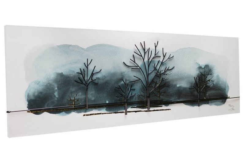 KUNSTLOFT Gemälde Ländliche Abendstille 150x50 cm, Leinwandbild 100% HANDGEMALT Wandbild Wohnzimmer