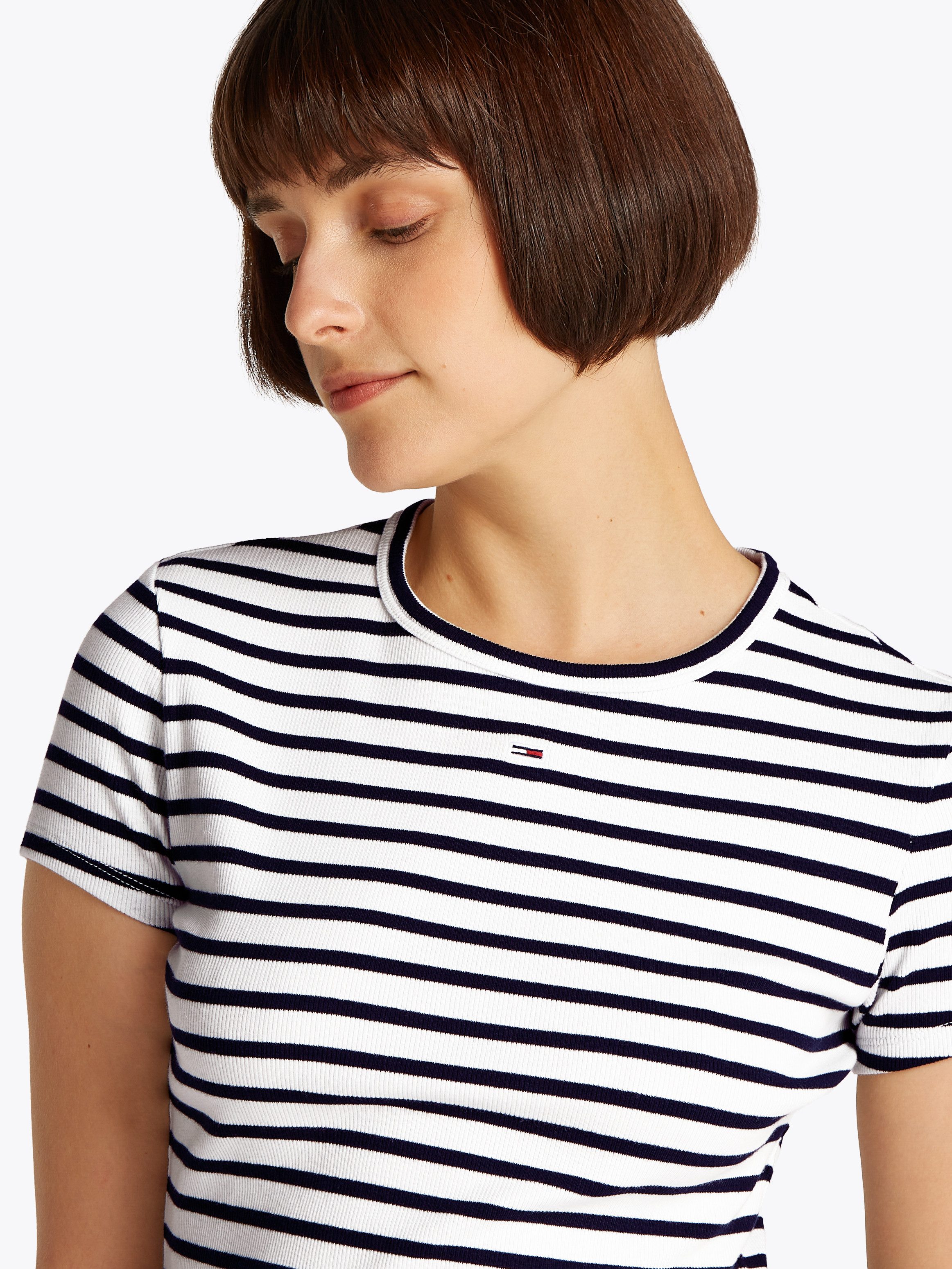 Tommy Jeans Kurzarmshirt TJW SLIM ESSENTIAL RIB SS EXT mit gerippter Strukt günstig online kaufen