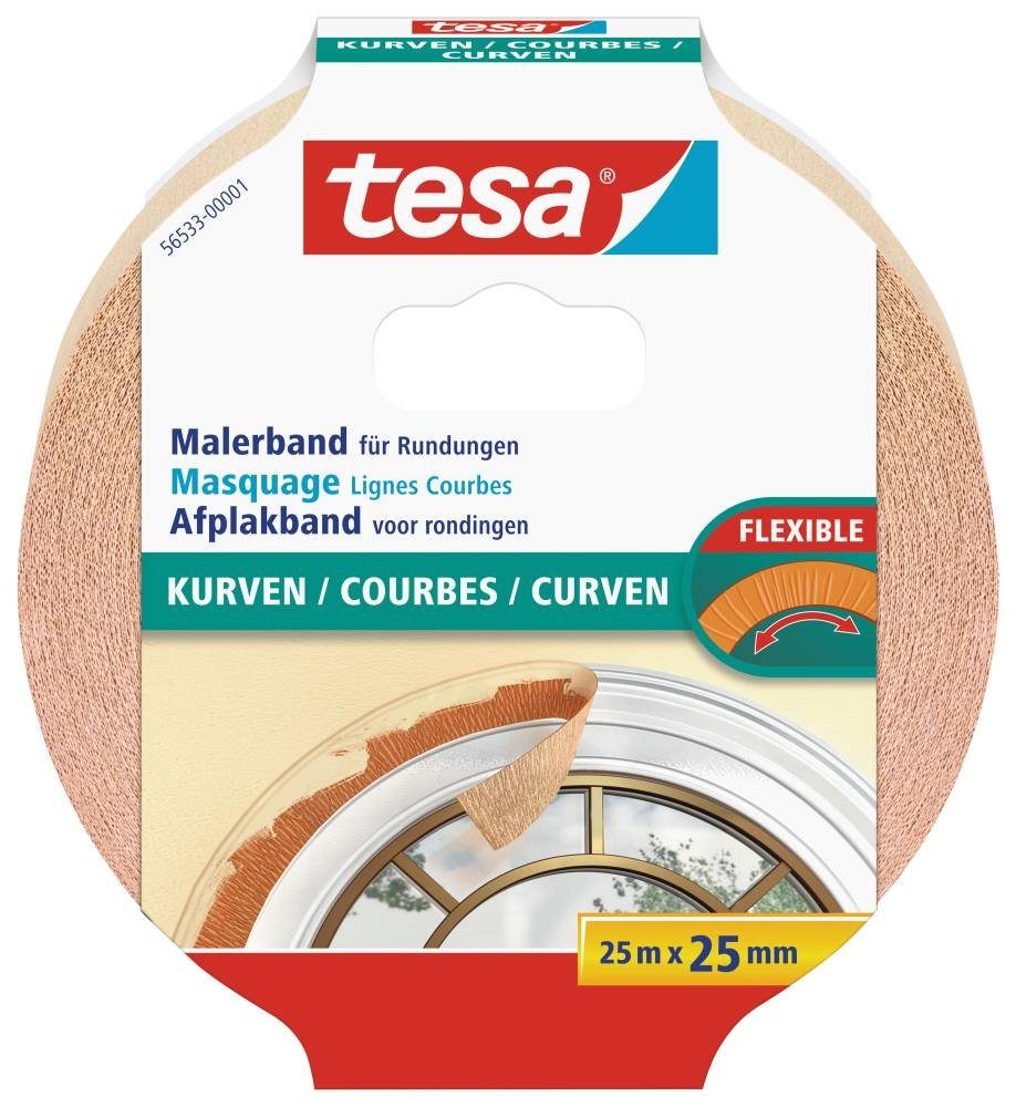 tesa Kreppband tesa Malerband für Kurven 25 m x 25 mm, beige | Kreppbänder