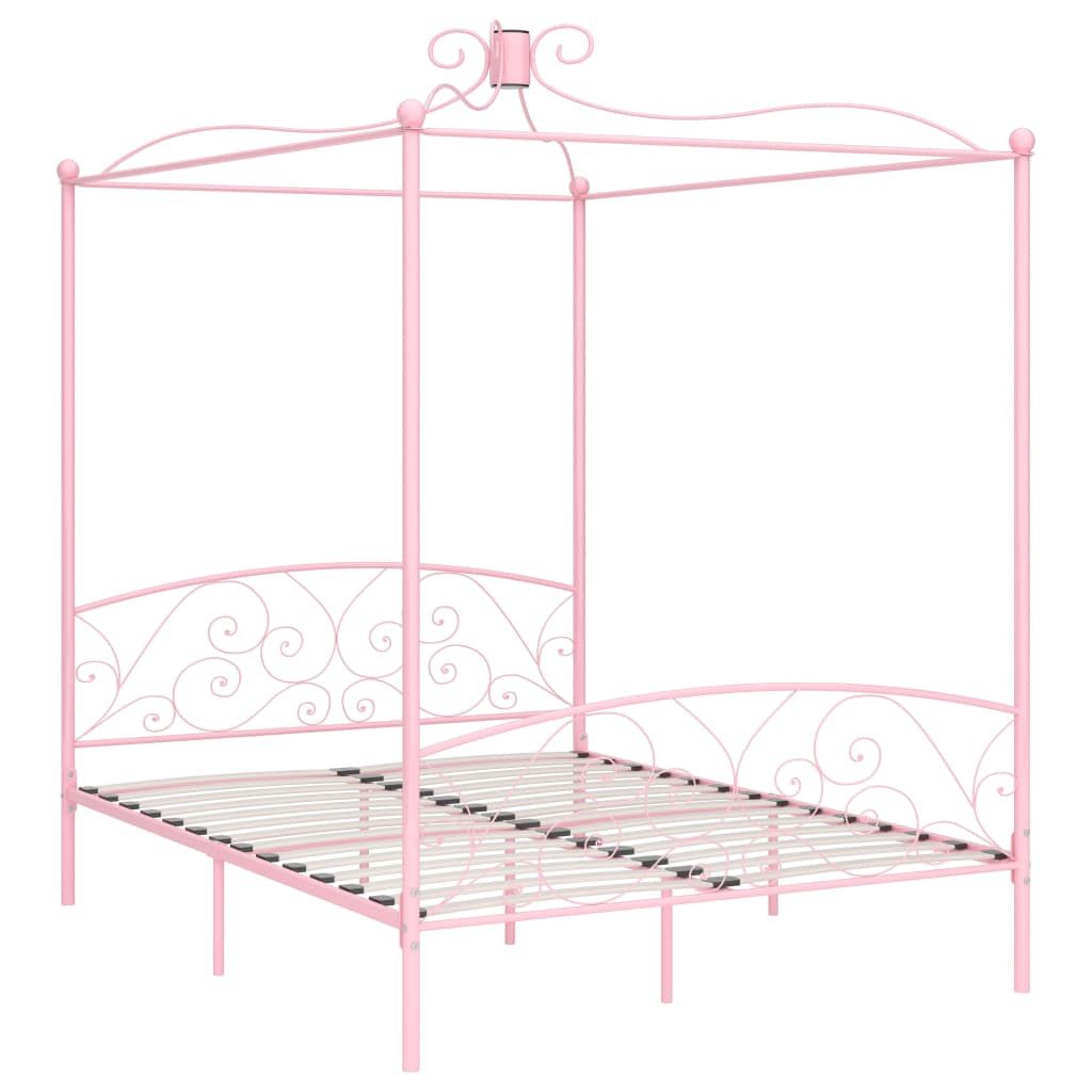 vidaXL Himmelbett, Baldachin Bett-Gestell Rosa Metall 160 x 200 cm
