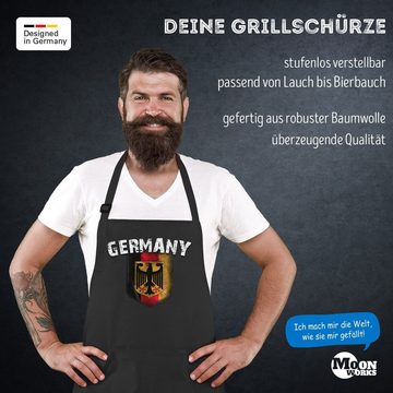MoonWorks Grillschürze Grill-Schürze für Männer WM Deutschland Flagge Baumwoll-Schürze Küchenschürze Moonworks®, mit kreativem Aufdruck