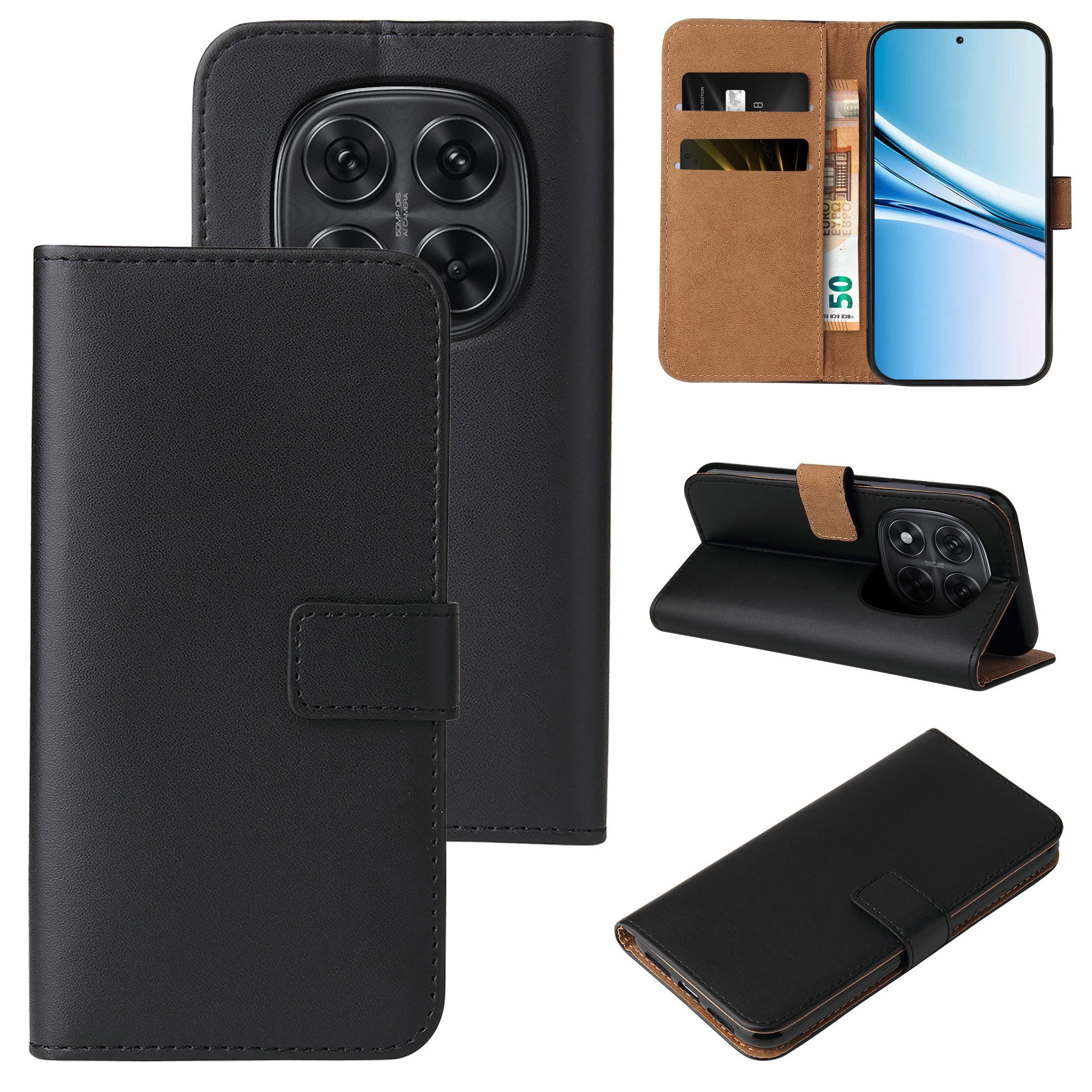 Tec-Expert Handyhülle Klapp Handy Hülle in Schwarz für Xiaomi Redmi Note 15 / 15 5G 6.77 Zoll, 6.77, Handyhülle Klapphülle Flip Case Cover Rundumschutz