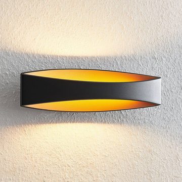 Arcchio LED Wandleuchte Jelle, LED-Leuchtmittel fest verbaut, warmweiß, Modern, Aluminium, Eisen, Schwarz, gold, 1 flammig, inkl.