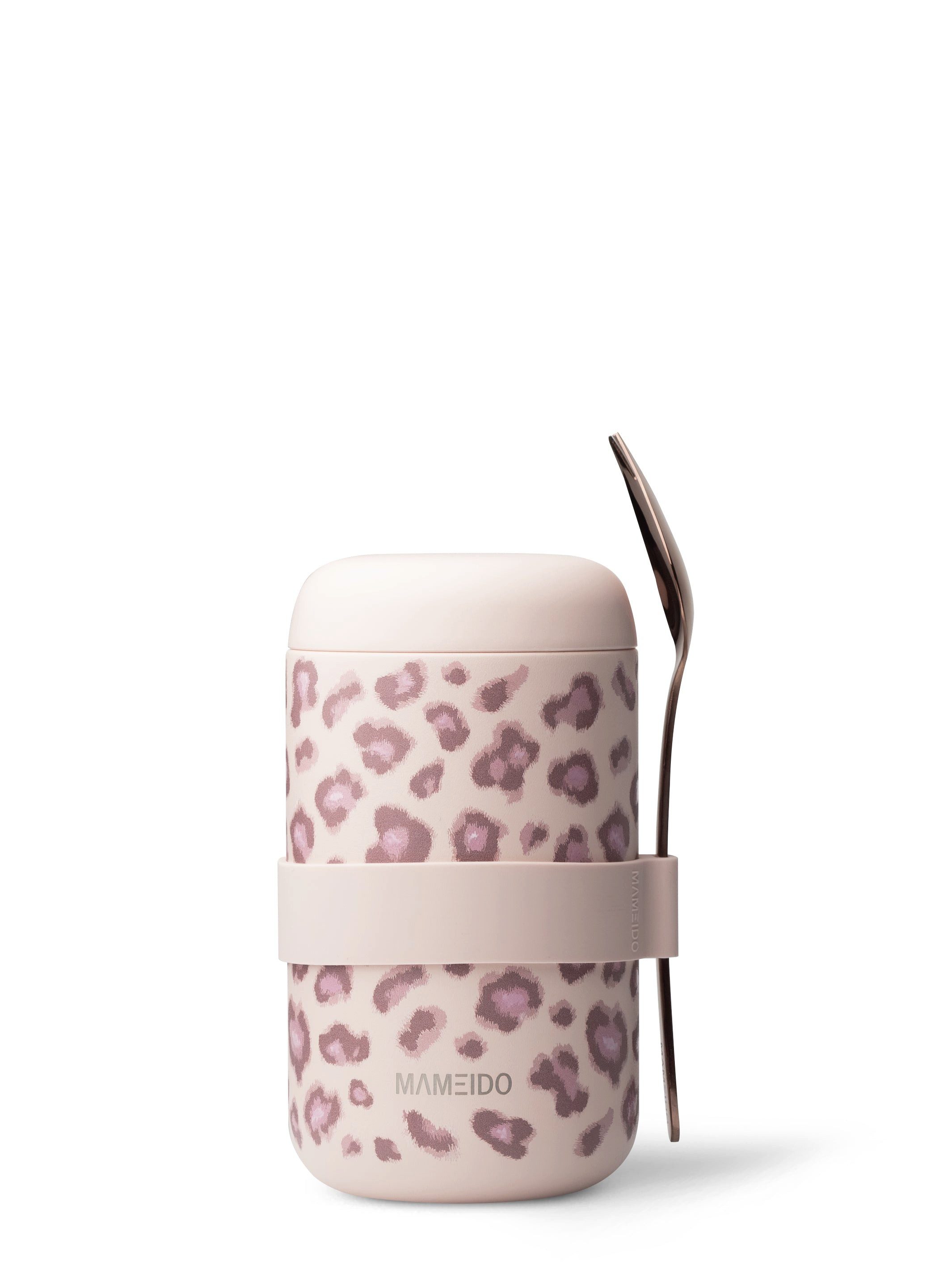 MAMEIDO Thermobehälter, Edelstahl, Kunststoff, Silikon, auslaufsicher mit Deckel und Gabel-Löffel-Besteck in 500 ml & 800 ml