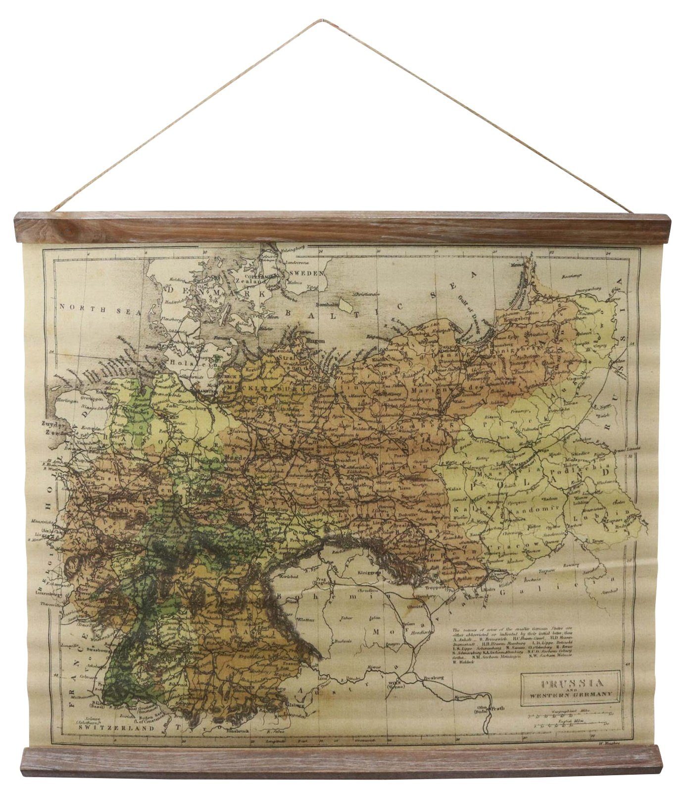 Wandbild Preussen West Deutschland Landkarte historische Karte Wandkarte Antik-Stil. € 39,00
