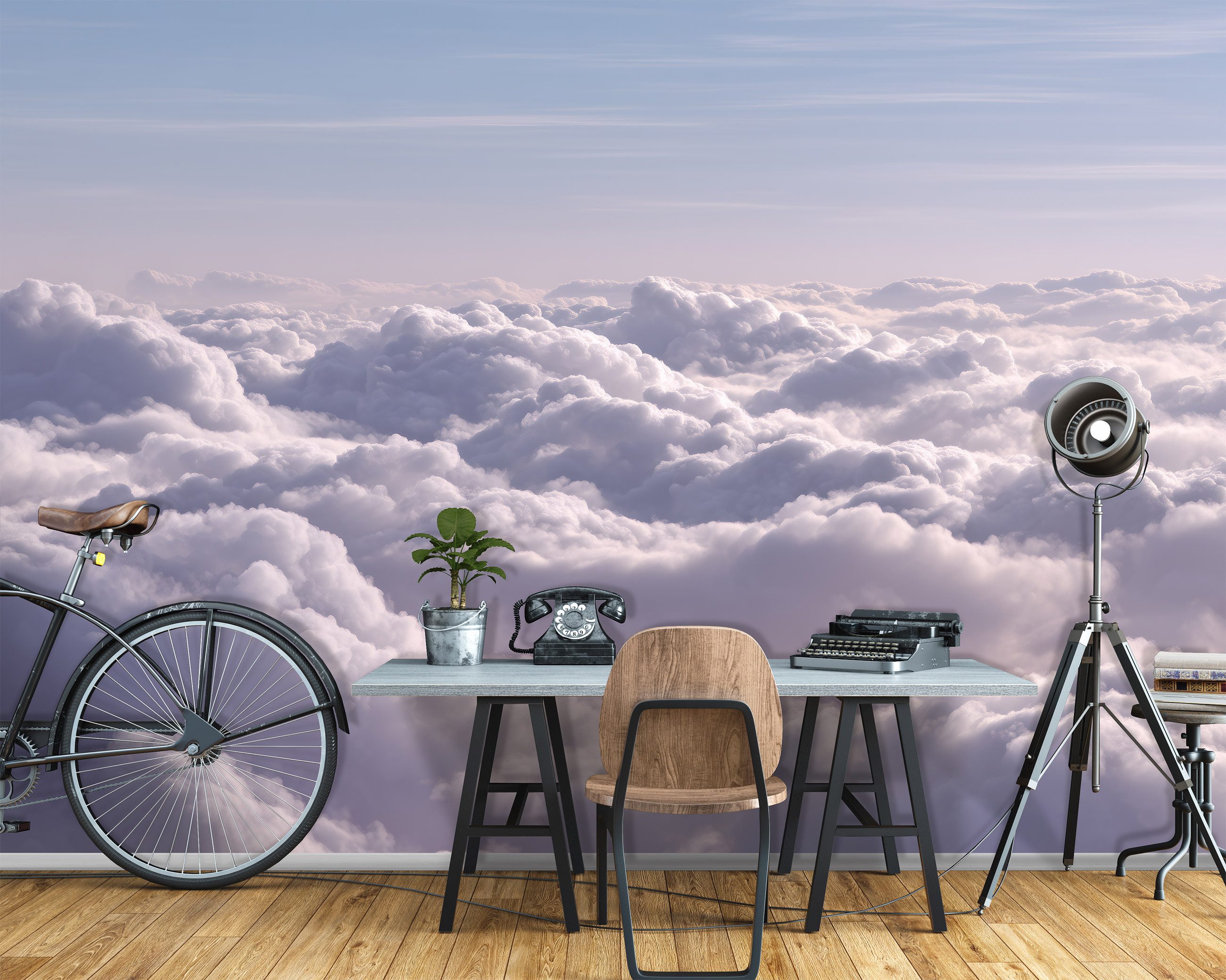Wallarena Fototapete Wolken Himmel - Mehrfarbig - Modern - Vlies - Schlafzimmer, glatt, (3 St), 150x105cm