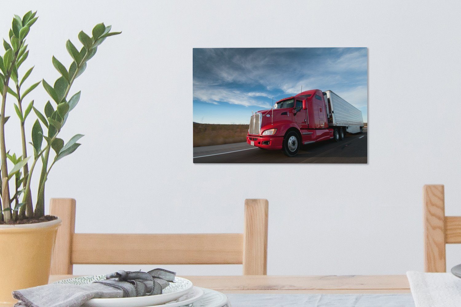 auf Wandbild 30x20 St), Autobahn, (1 OneMillionCanvasses® Leinwandbilder, Lkw Leinwandbild cm einer Aufhängefertig, Wanddeko,