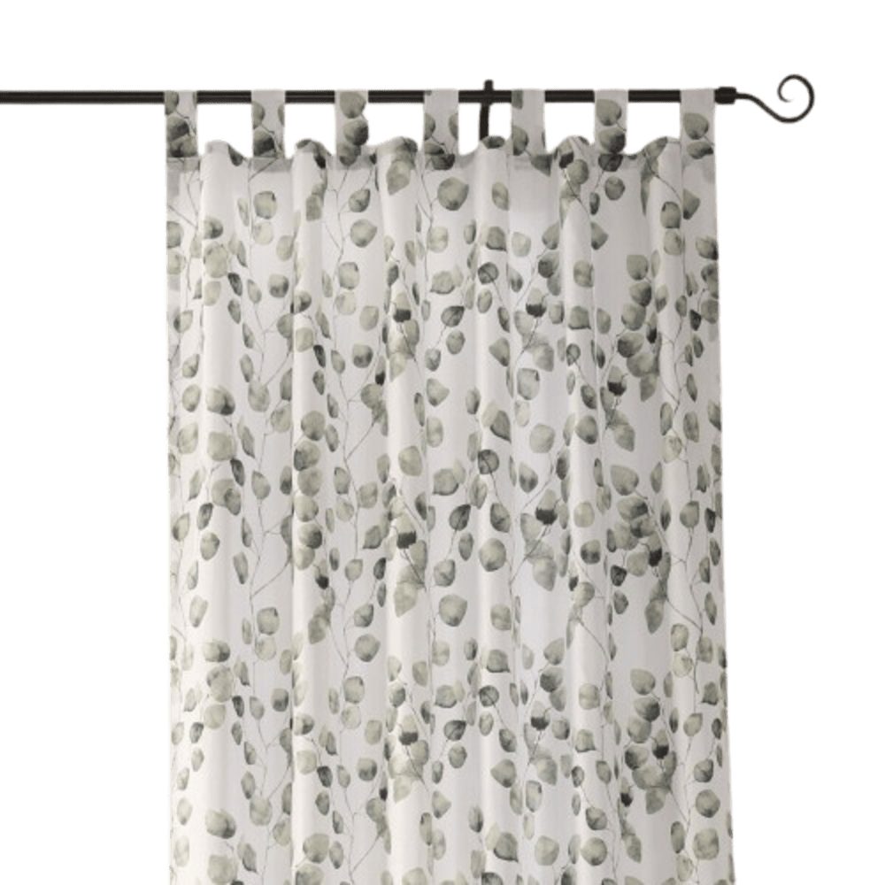 Home-trends24.de Vorhangstange Vorhang Blätter Gardine Deko Vorhänger Weiß Transparent Grün 140 x 240, Polyester