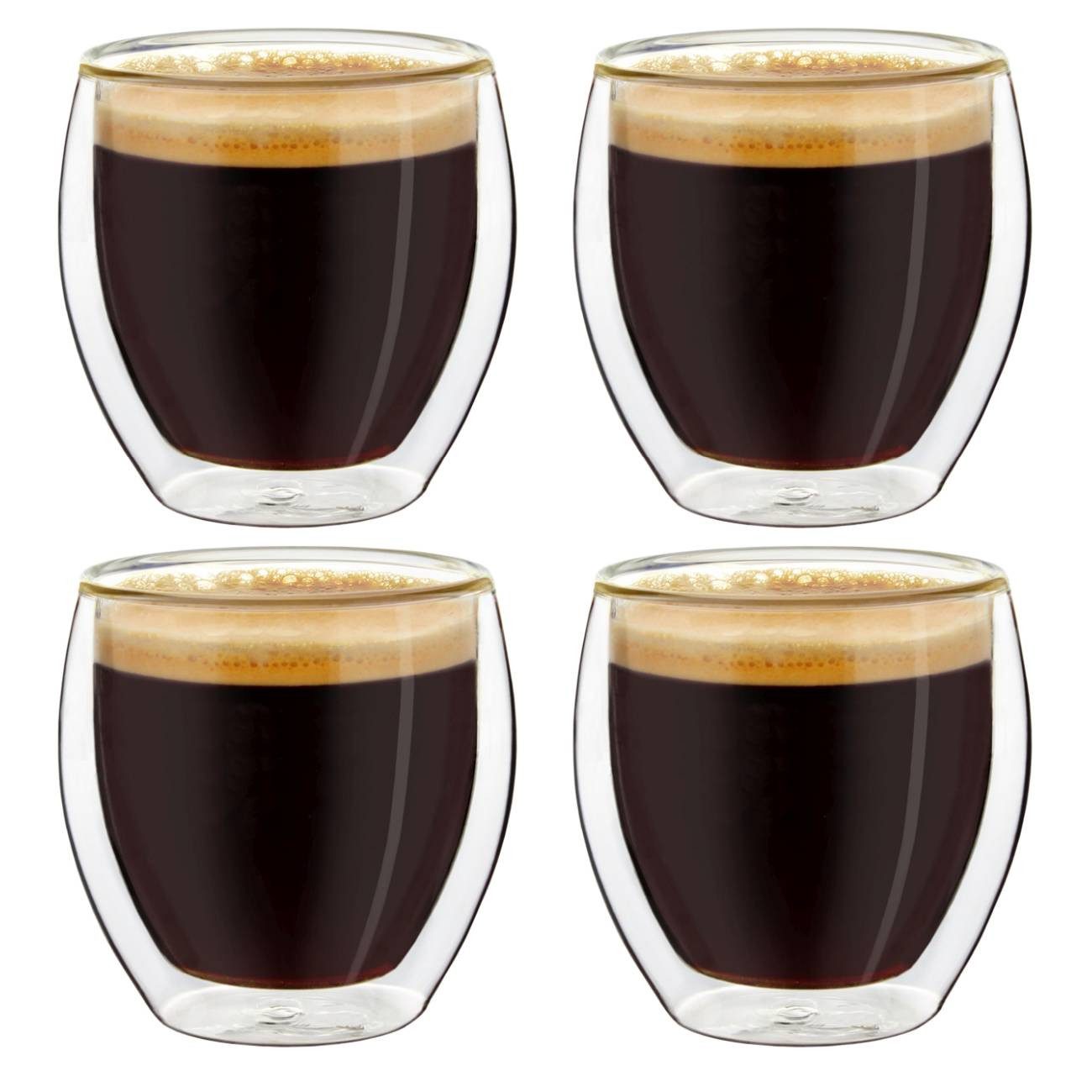 Creano Teeglas Espressoglas 4er-Set 100ml mit Schwebeeffekt, 4-tlg., Borosilikatglas, 4x Gläser