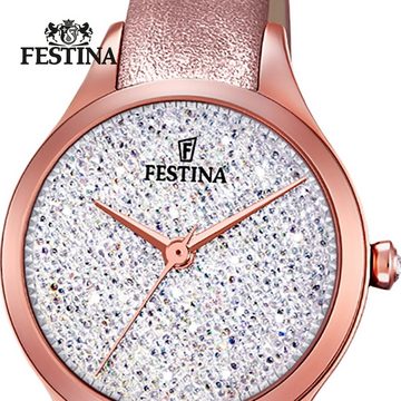 Festina Quarzuhr Festina Damen Uhr Fashion F20411/1 Leder, Damen Armbanduhr rund, Lederarmband rose