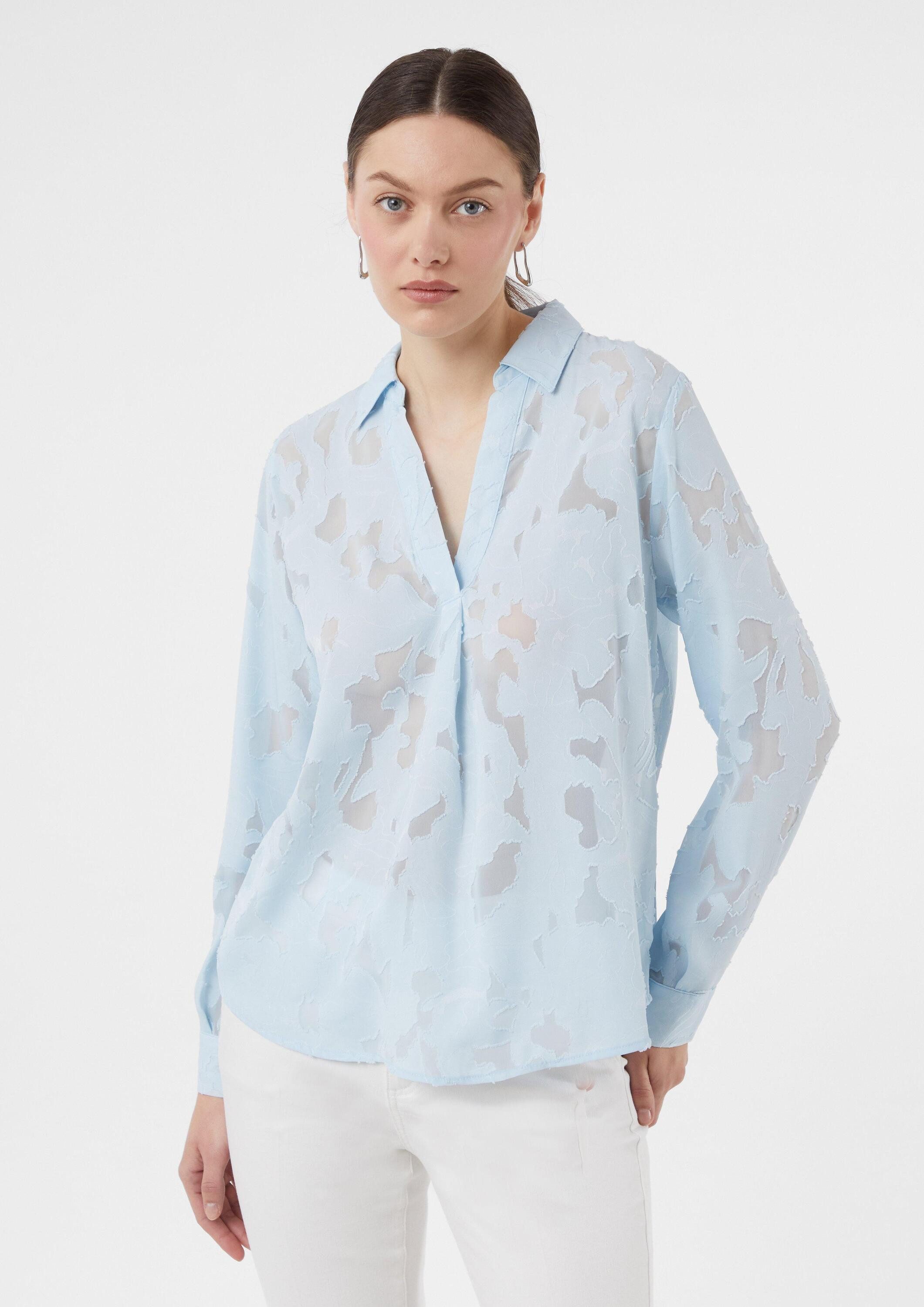 comma Langarmbluse Bluse Semitransparente Jacquard-Bluse im Relaxed Fit günstig online kaufen