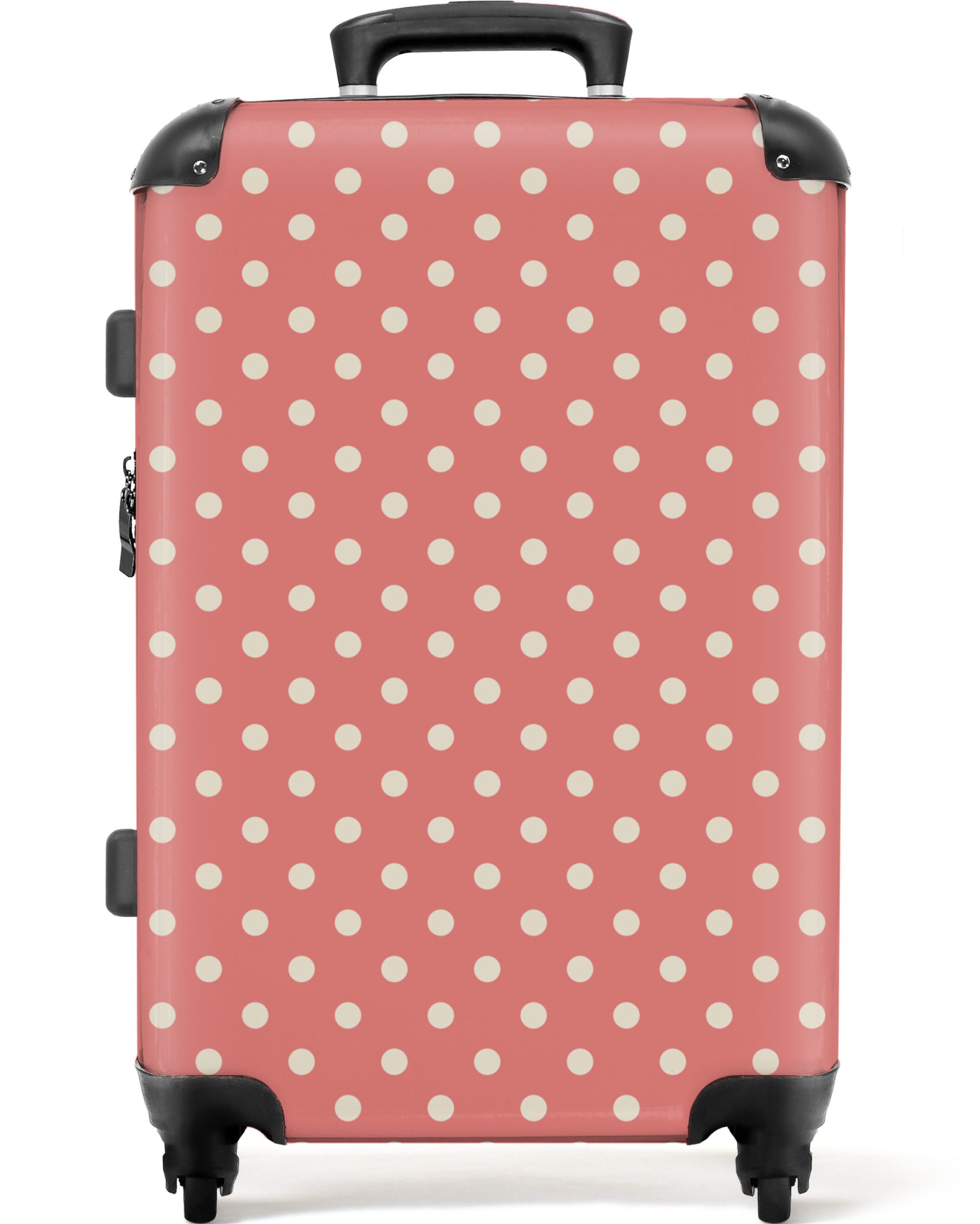 NoBoringSuitcases.com© Hartschalen-Trolley mit leuchtende Räder - Punkte - Rosa - Muster 67 cm - 72 L, 4 Rollen, Чемоданы Mittelgroß für 20kg, Suitcase für Erwachsene, Reisekoffer