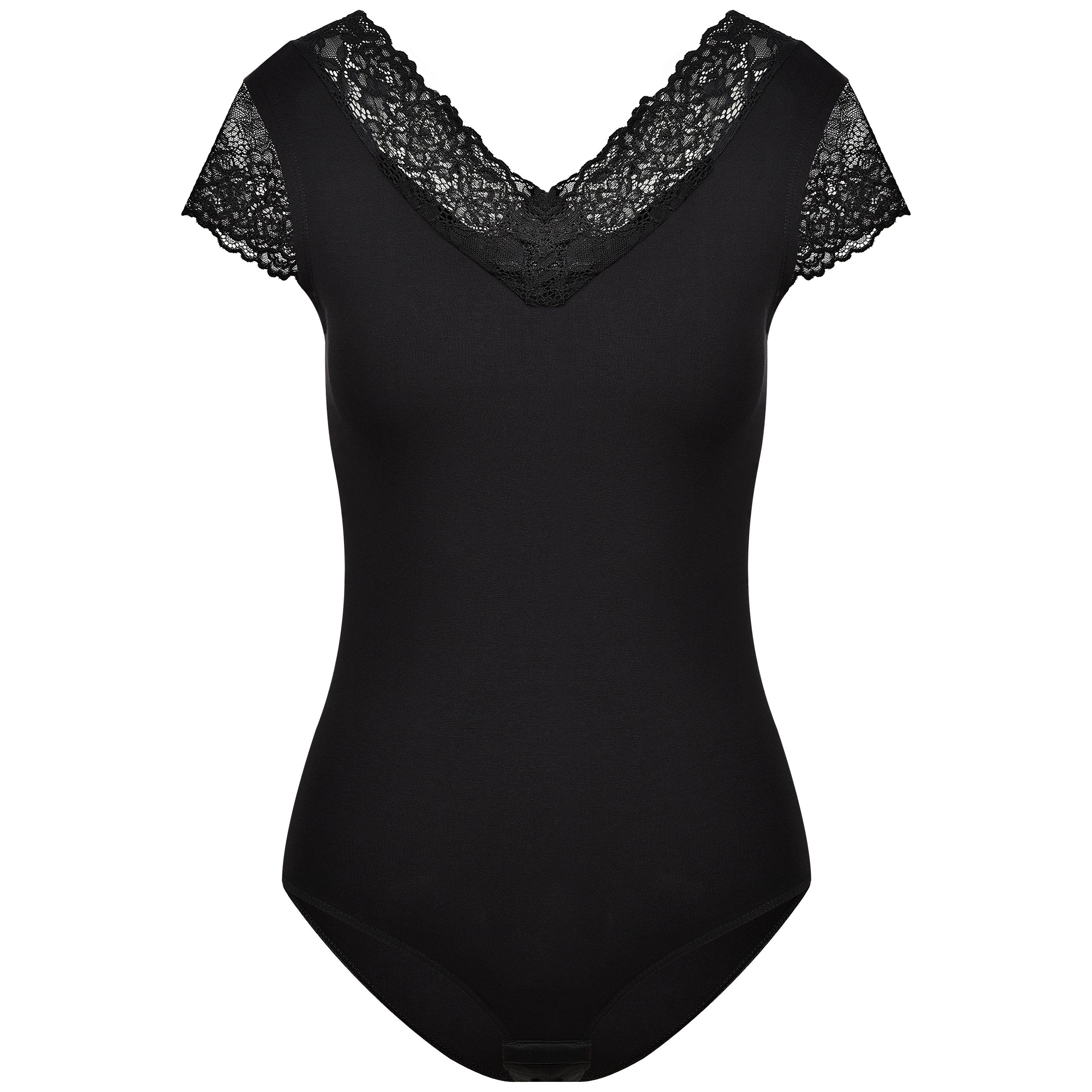 Evoni Body Kurzarmbody mit Spitzenärmeln