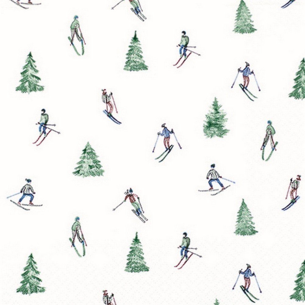 HOME FASHION Papierserviette 20 Servietten Skiing - Skifahrer 33x33cm, (20 St)