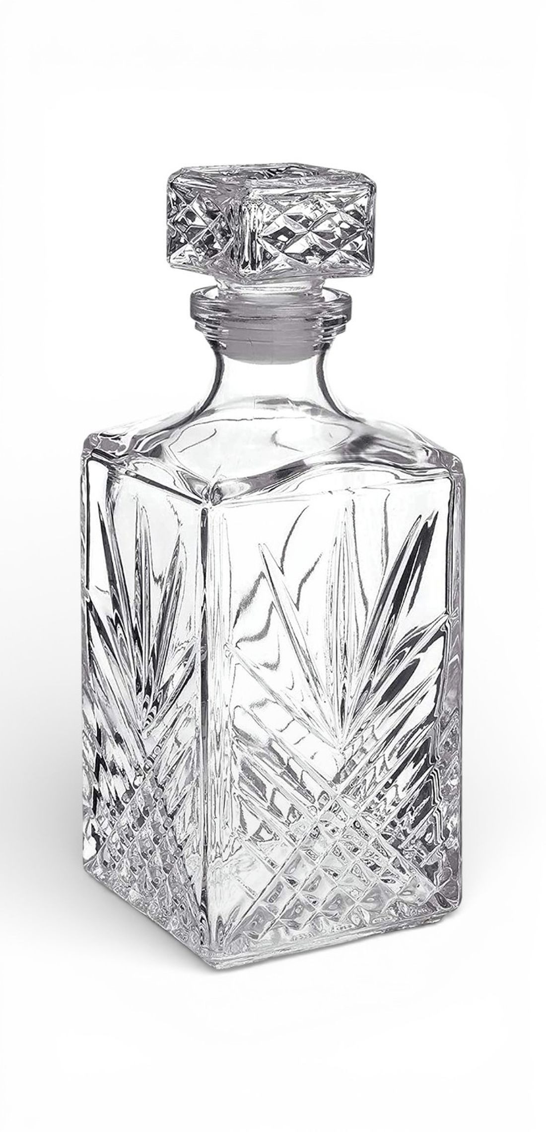 WestCraft Karaffe Bormioli Rocco Whisky-Karaffe aus Glas – 3 edle Designs, (1-tlg), Glasstopfen für sicheres Verschließen - für Hausbar & Wohnzimmer