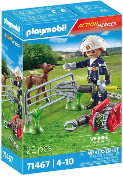 Playmobil® Konstruktions-Spielset Feuerwehr-Tierrettung (71467), Action Heroes, (22 St), Made in Europe