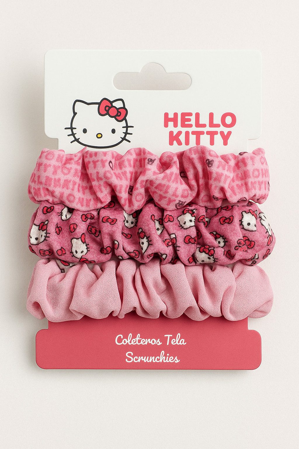 Cerda Haargummi Hello Kitty Haargummi Set – 3 Scrunchies für Kinder im süßen Design