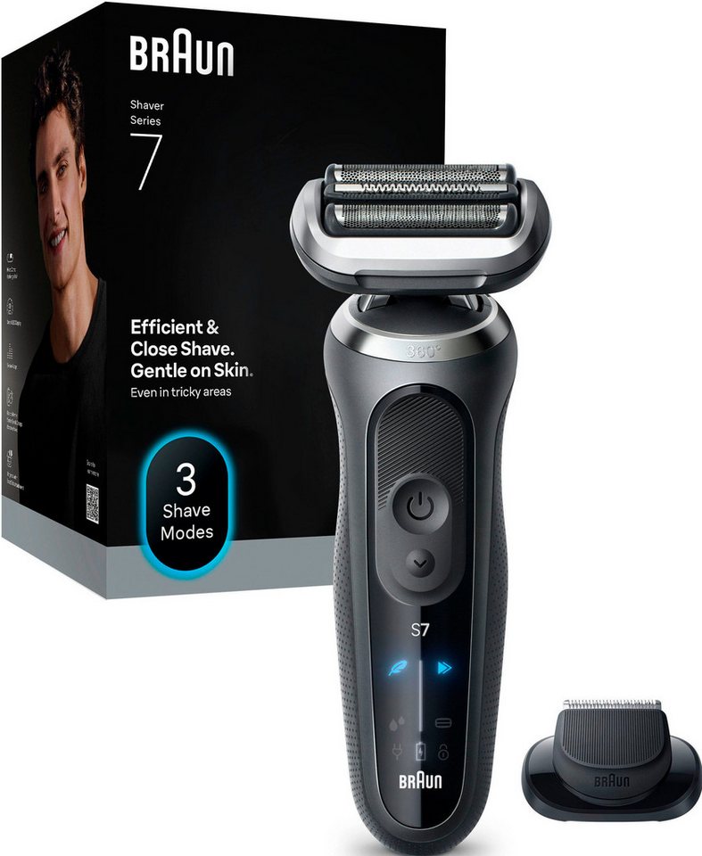 Braun Elektrorasierer Series 7 72-G1200s, Aufsätze: 1, Bis zu 60 Min, Präzisionstrimmer-Aufsatz, 100% wasserdicht
