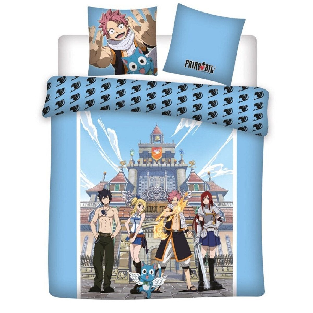 Fairy Tail Bettwäsche 1x Deckenbezug 240x220 & 2x Kissenbezüge 63x63 cm, 3 teilig