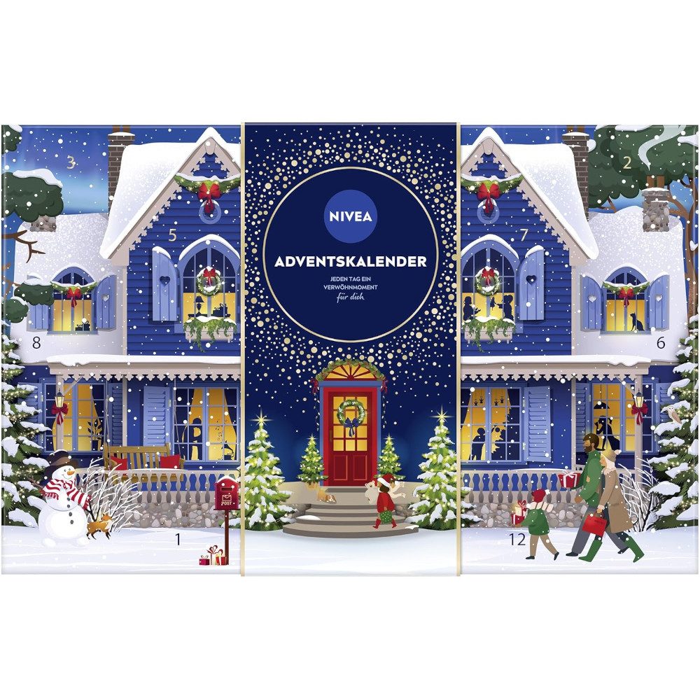 Nivea Календари NIVEA Календари 2025 mit 24 Pflege-Überraschungen (24-tlg), Pflege-Adventskalender mit NIVEA & Labello Highlights