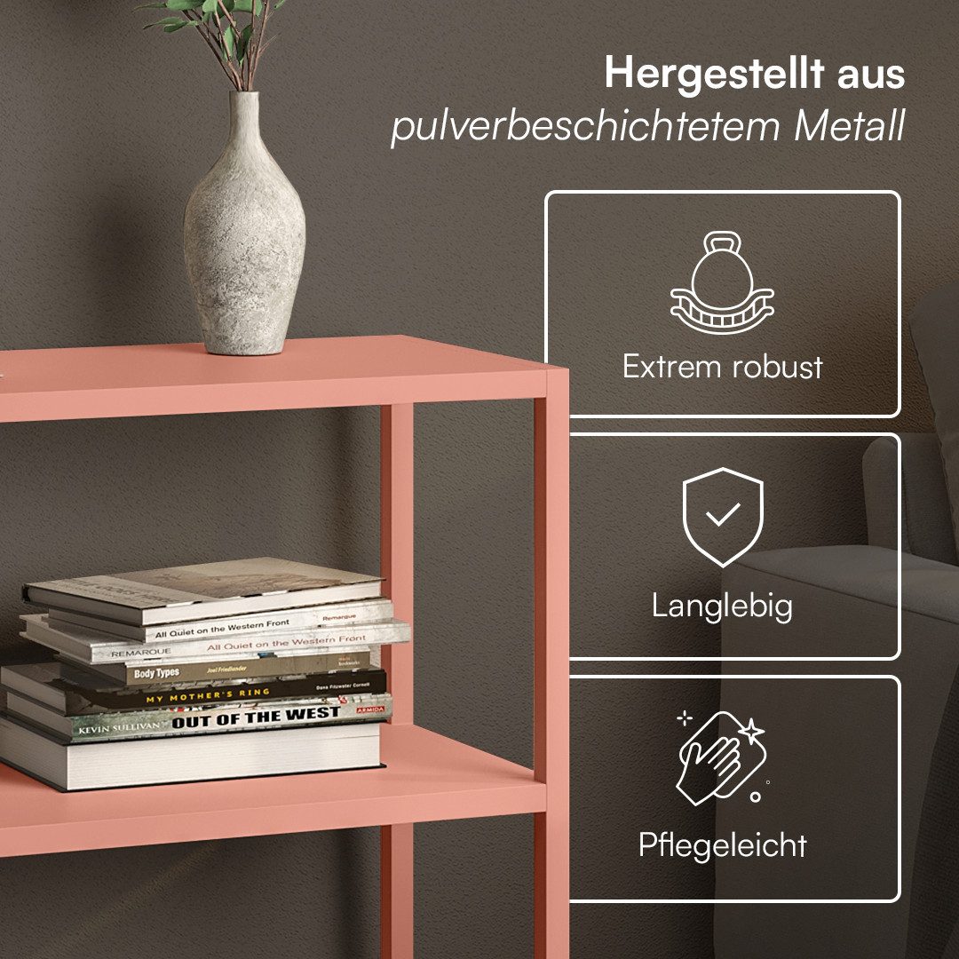 skølm Konsolentisch Skadi mit 2 Ablageflächen (terrakotta, Metallregal, bis 20kg belastbar), Konsolentisch, höhenverstellbare Füße, 80x28x80 cm