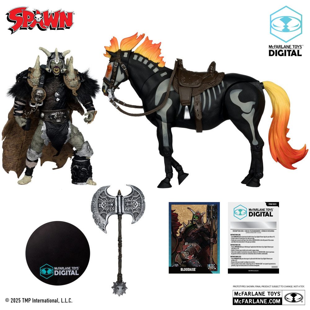 McFarlane Toys Actionfigur Spawn Actionfigur Bloodaxe mit Pferd (Spawn: The Dark Ages) (McFarlane