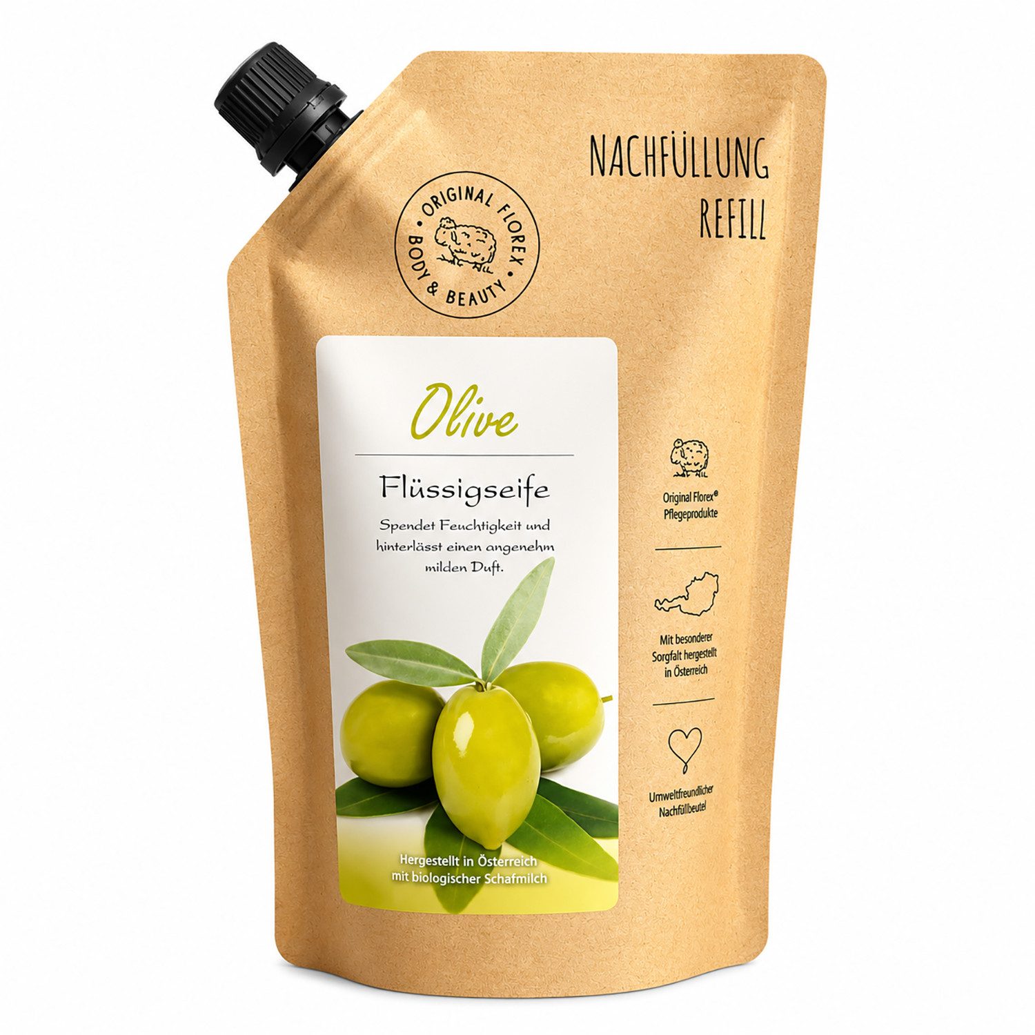 Gerlinde Hofer _ Florex GmbH Flüssigseife mit biologischer Schafmilch 500ml - Olive