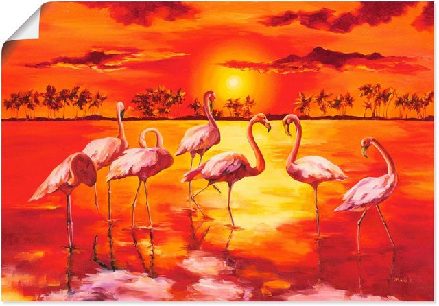 Artland Wandbild »Flamingos«, Vögel (1 Stück), in vielen Größen & Produktarten - Alubild / Outdoorbild für den Außenbereich, Leinwandbild, Poster, Wandaufkleber / Wandtattoo auch für Badezimmer geeignet-Otto