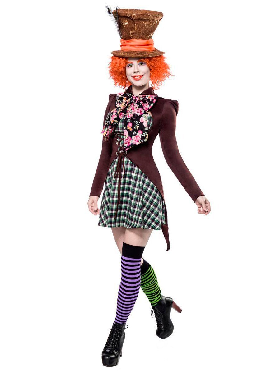 Kostüm Crazy Hutmacherin Karneval Faschingskostüm Damen