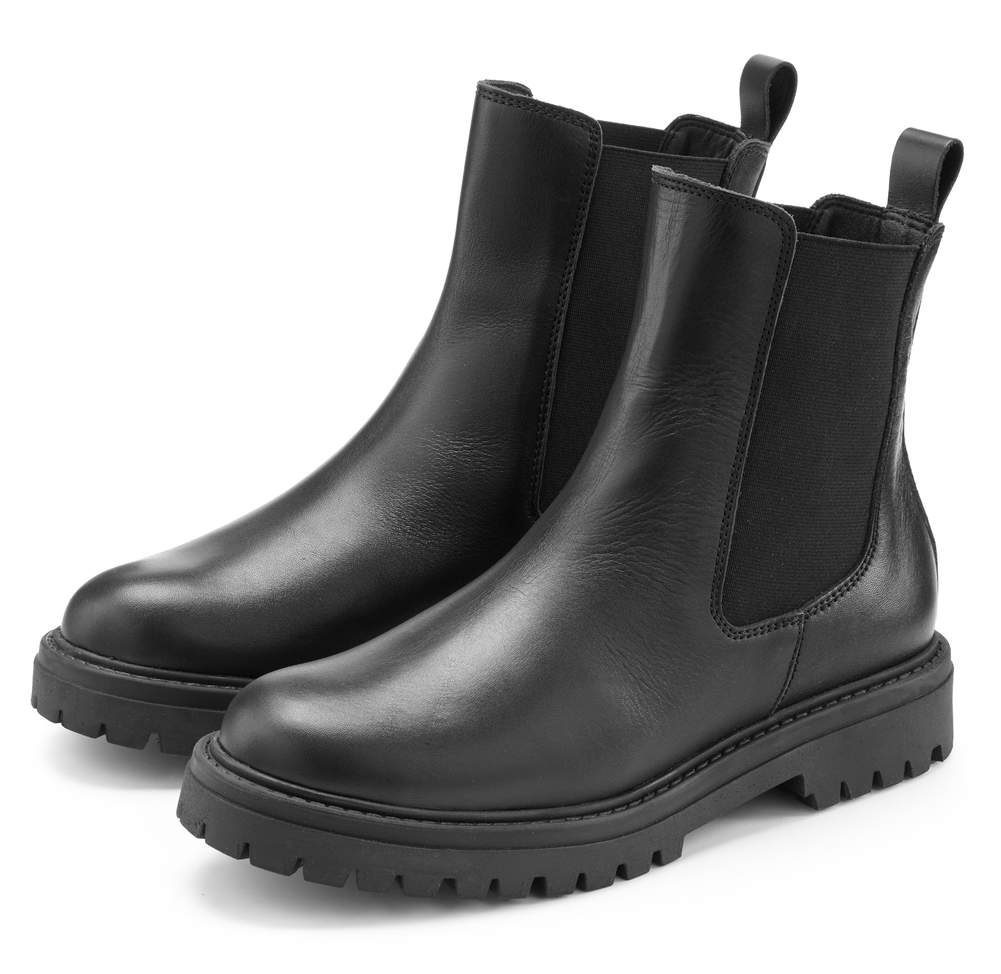 Elbsand Chelseaboots, Schlupfstiefel, Lederstiefelette, Herbststiefelette Stiefelette NEU Bikerboots aus Leder mit Stretch-Einsätzen & leichter Profilsohle
