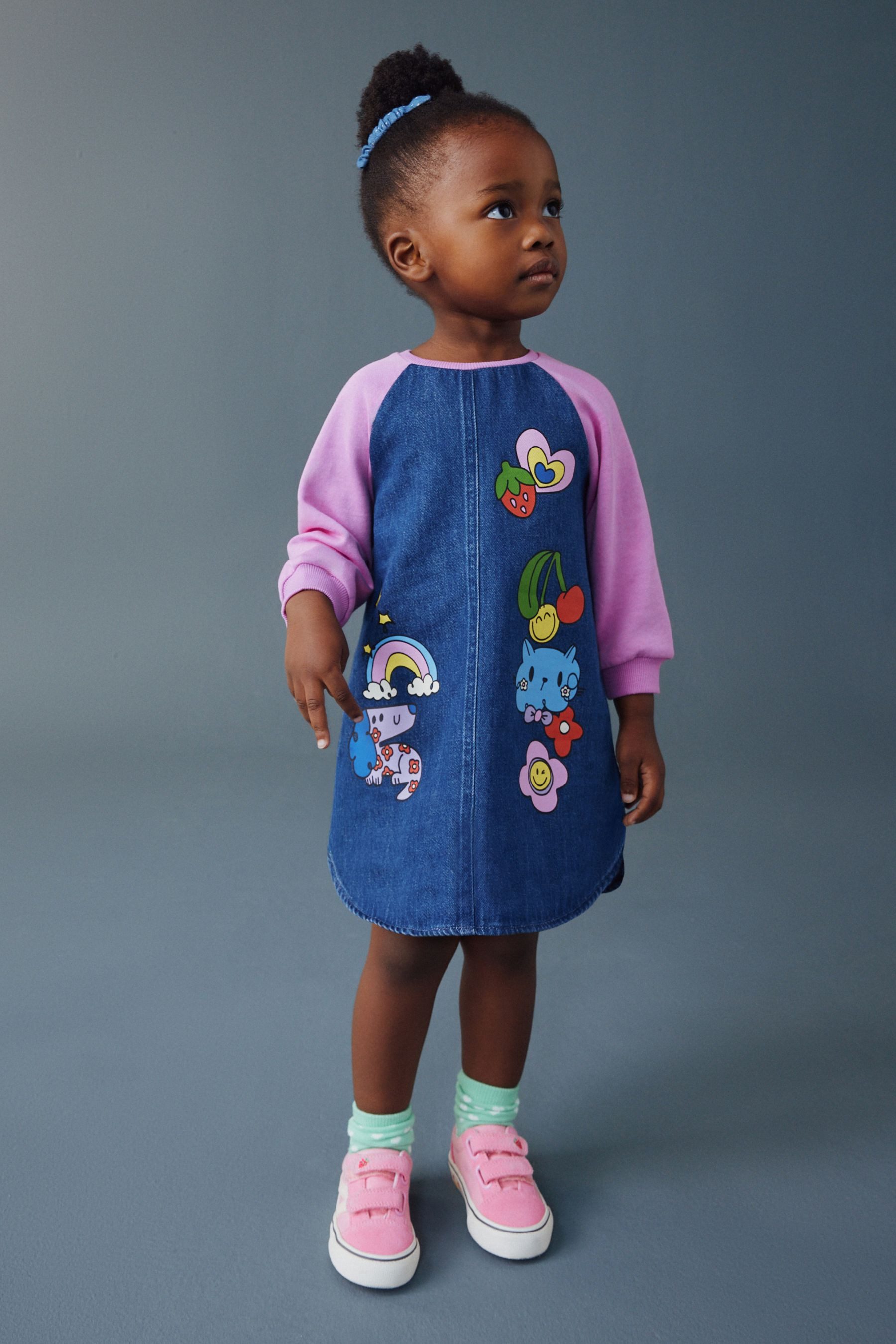 Next Jeanskleid Denim-Kleid mit Raglanärmeln (1-tlg)