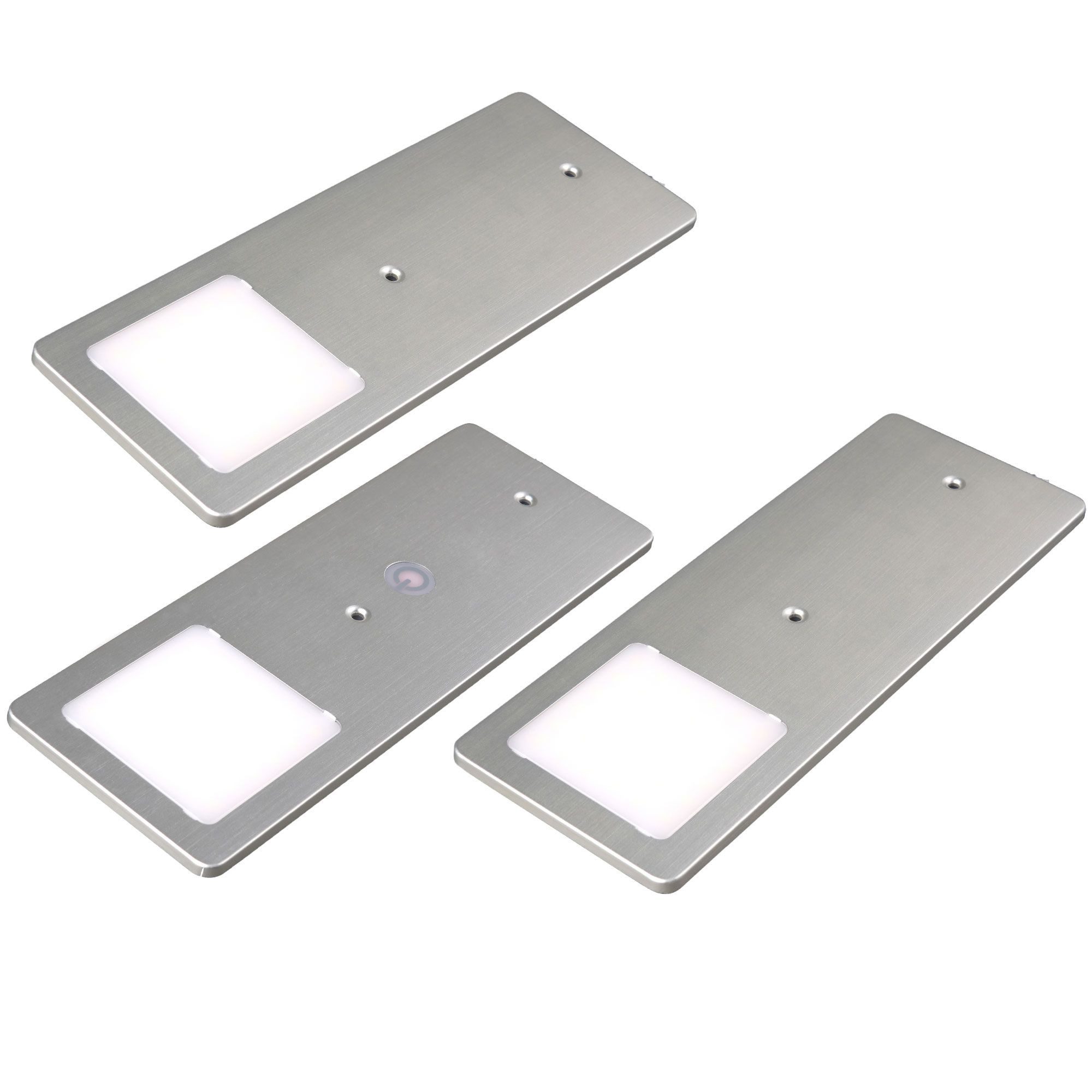 kalb LED Unterbauleuchte Silber 5W - sehr flache Küchenleuchte mit Touch-Dimmfunktion, 3er Set warmweiß, warmweiss
