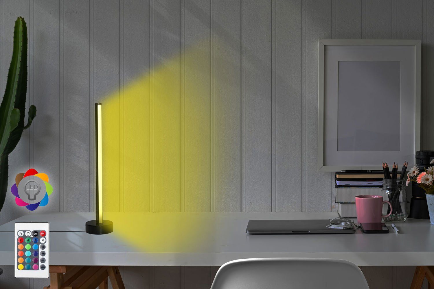 Feldmann-Wohnen Schreibtischlampe Schreibtischlampe Lumos Multicolor 10x10x45cm, LED-Streifen #dv88, 395NGR1107 Mensa Multicolor