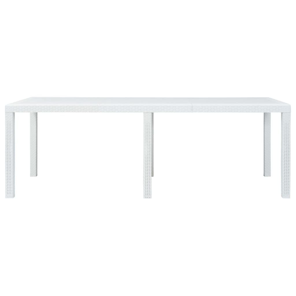 furnicato Gartentisch Weiß 220 x cm Kunststoff 90 Rattan-Optik 72 x