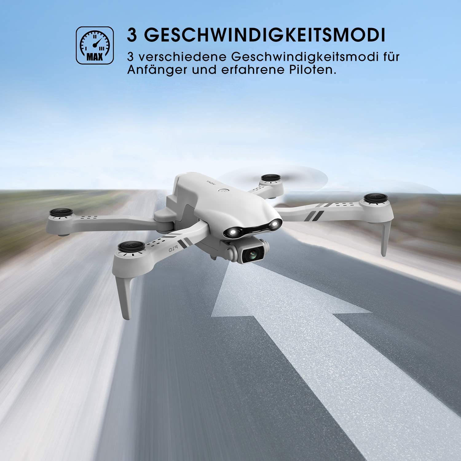 & Schwebeflug) Weiß HD, Spielzeug-Drohne Minuten Flugzeit, 4DRC klappbarer (1080P automatischer F10, 32 Anfänger, FPV-Live-Video, für Quadcopter Kinder