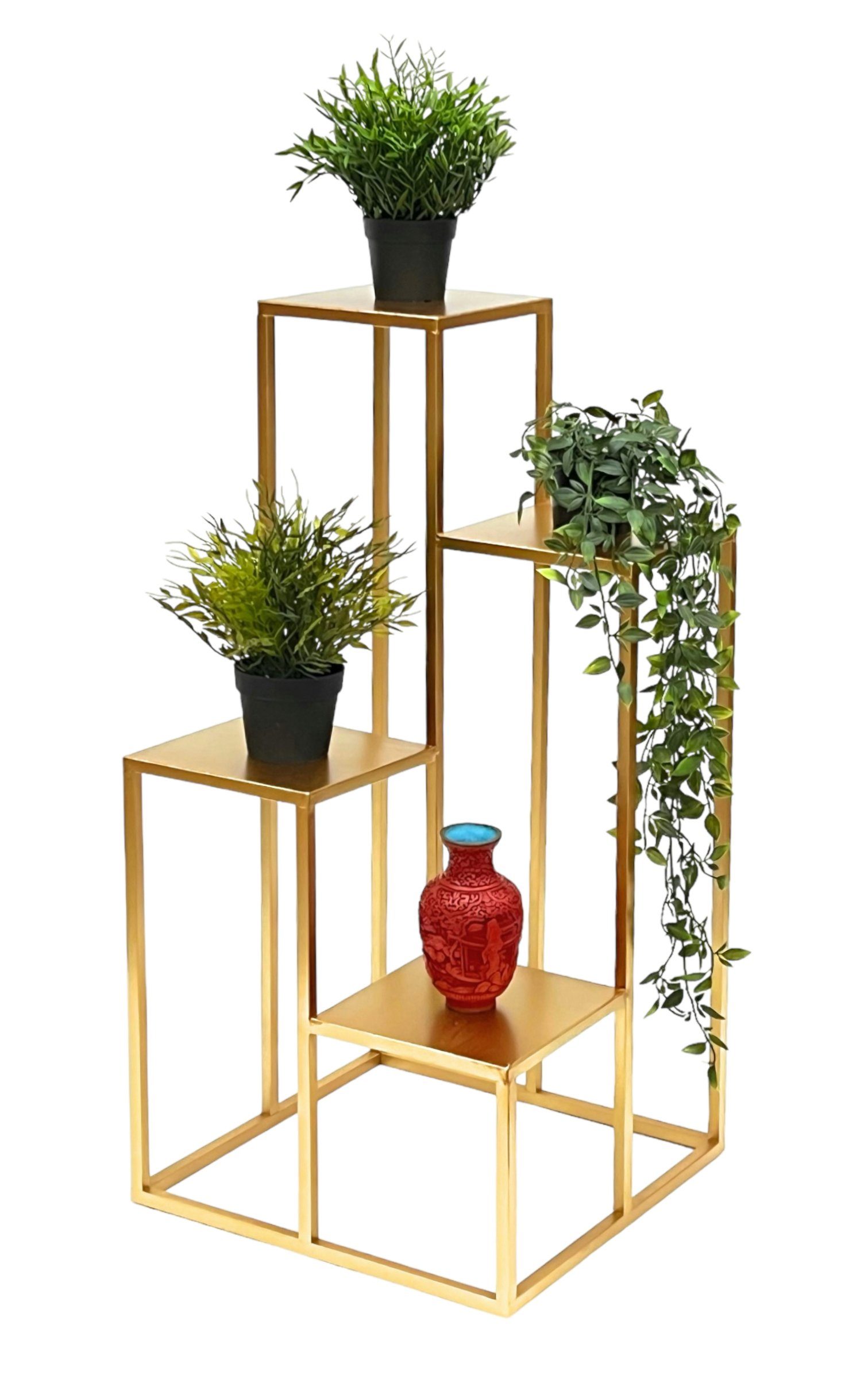 Blumenhocker Blumentreppe Metall Gold 82 cm Pflanzentreppe Blumenständer Modern