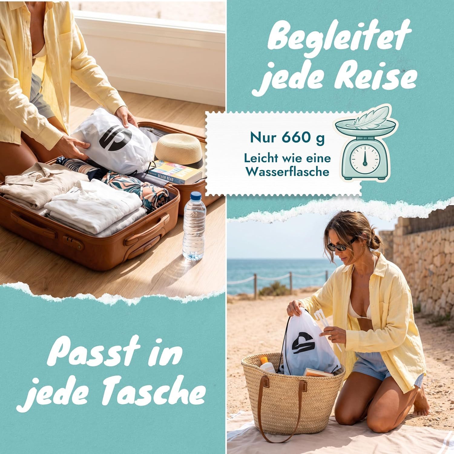Momevo Multifunktionsliege Airlounge aufblasbare Strandlehne Petrolblau, 2 Positionen, bis 150 kg – Bild 4 von 5