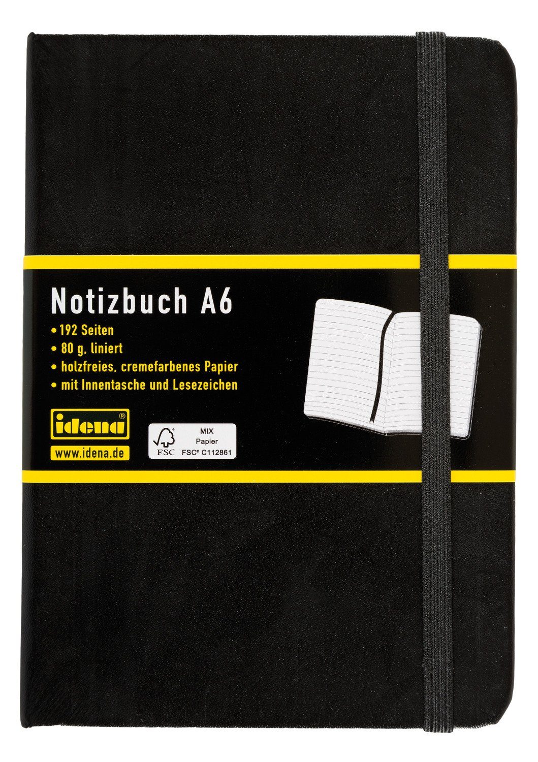 Notizbuch Idena 209285 - Notizbuch DIN A6, liniert, Papier cremefarben, 192
